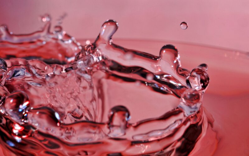 Water splash in red light