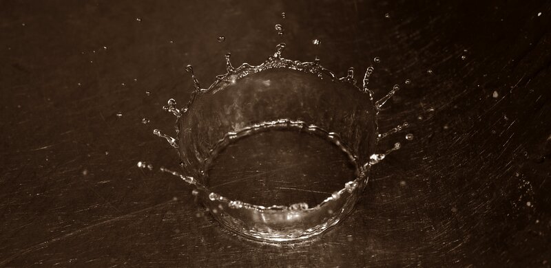 Water splash in sepia tone