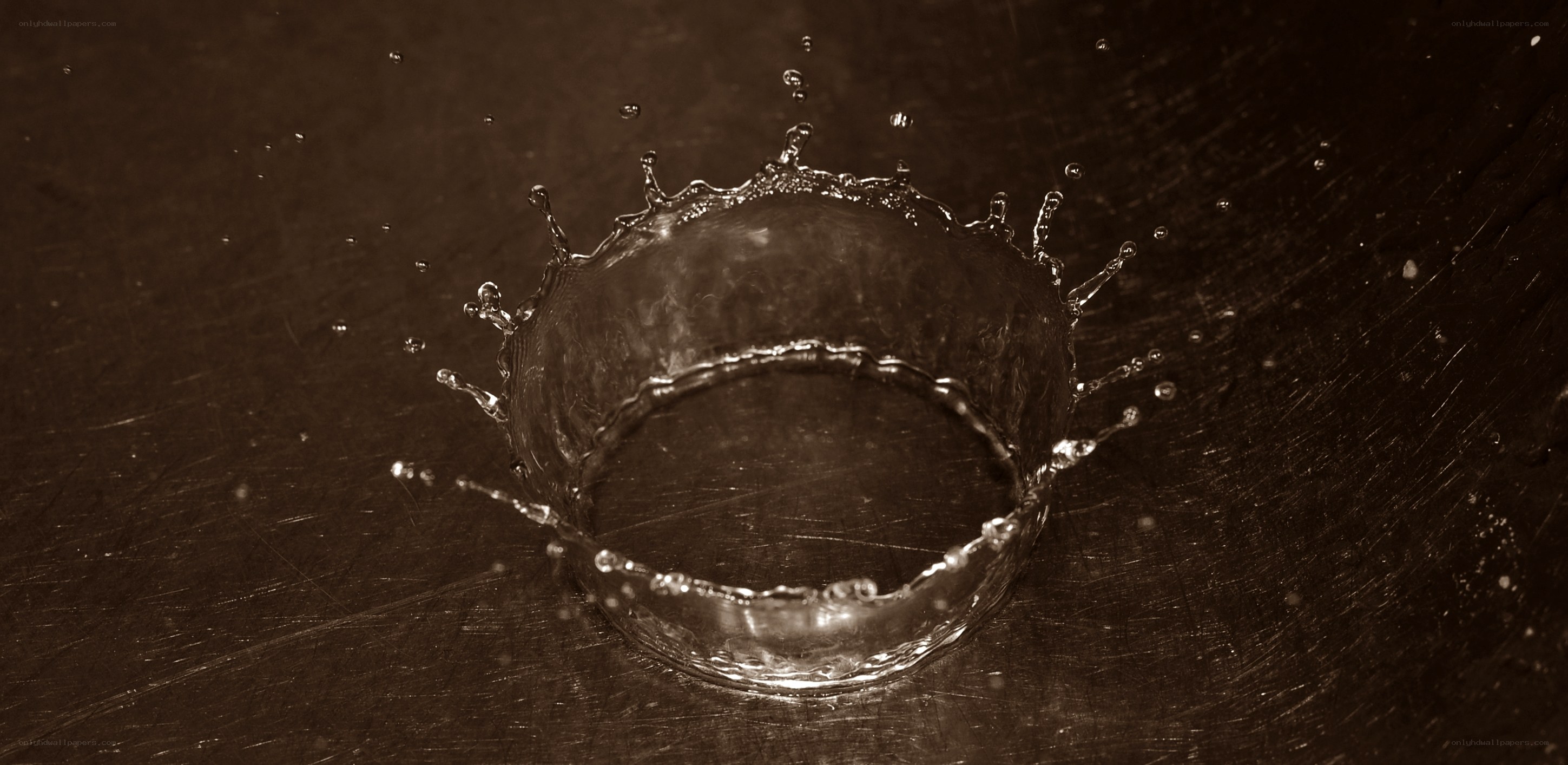 Water splash in sepia tone