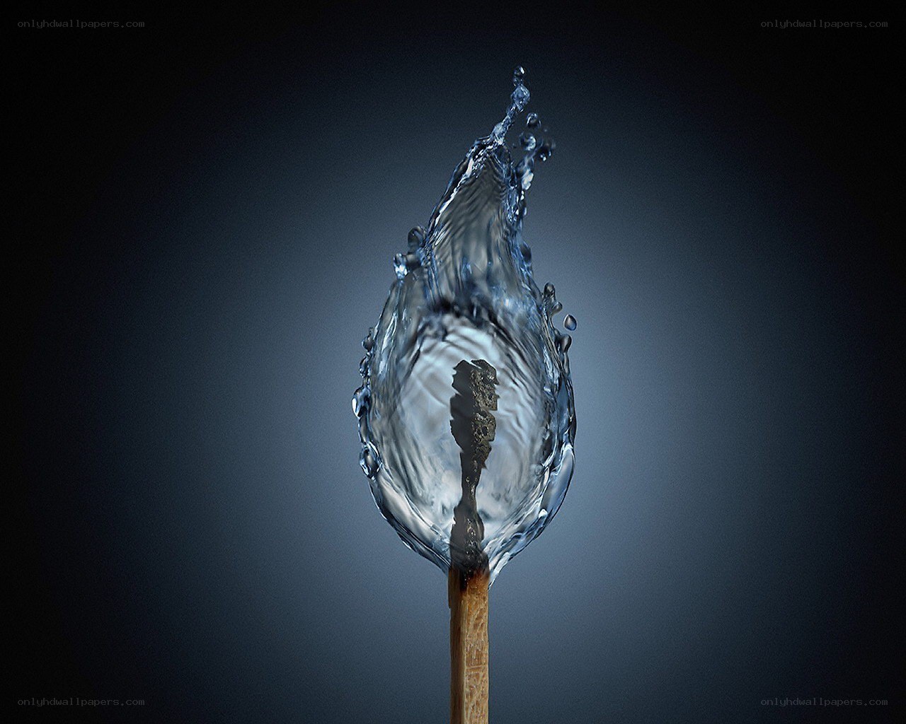 Water splash on a match