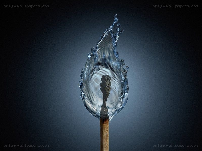 Water splash on a matchstick