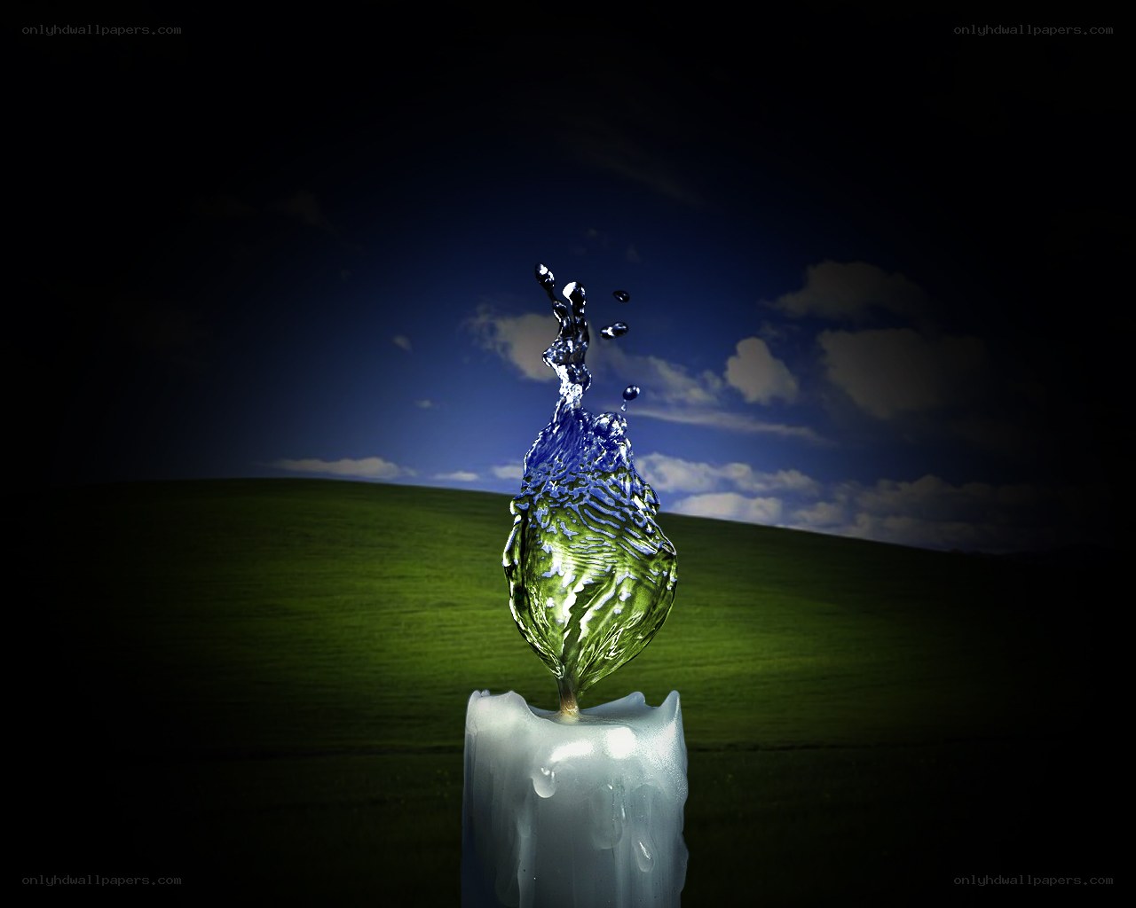 Water splash on candle