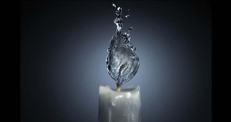 Water splash on candle