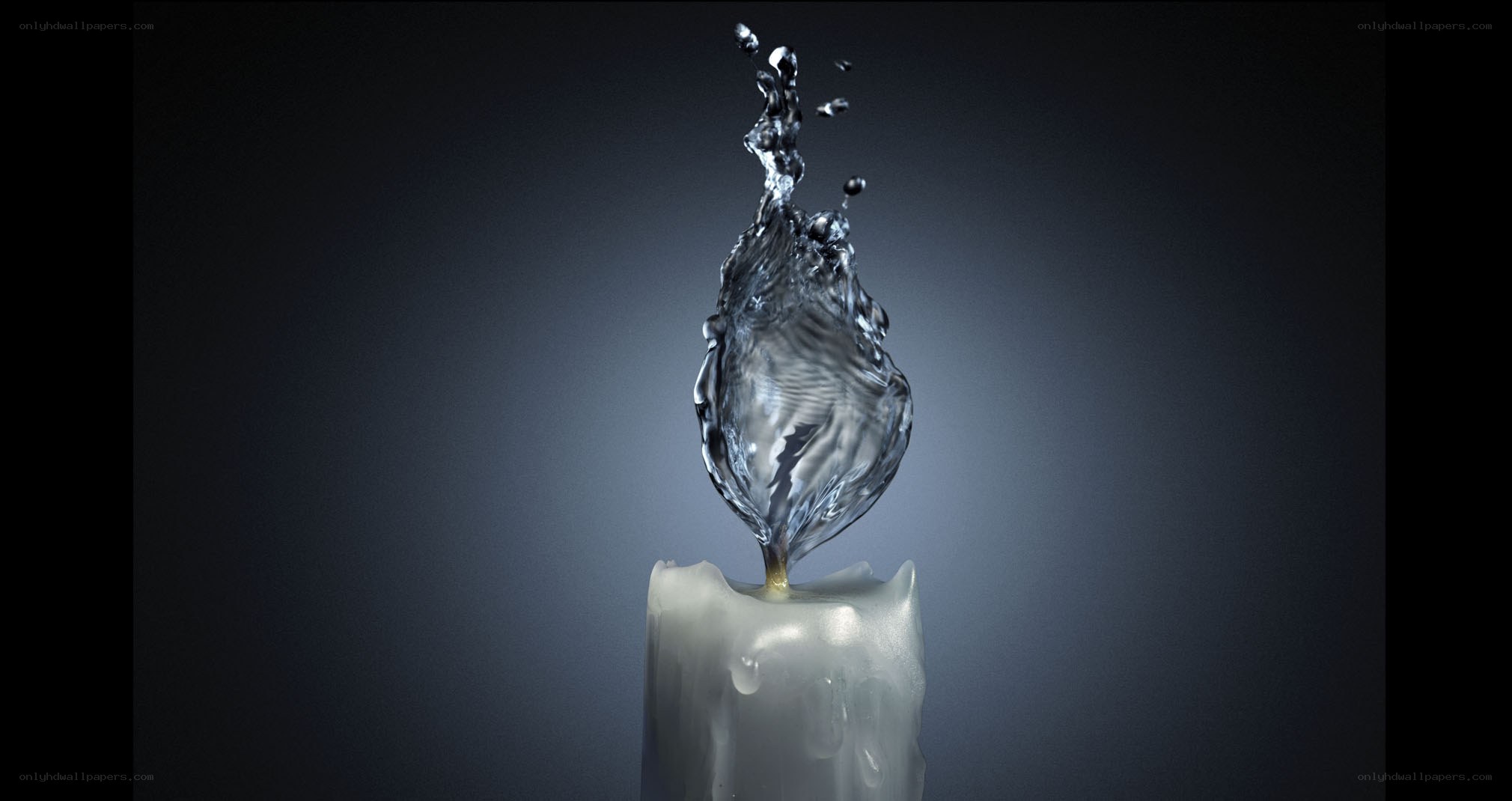 Water splash on candle