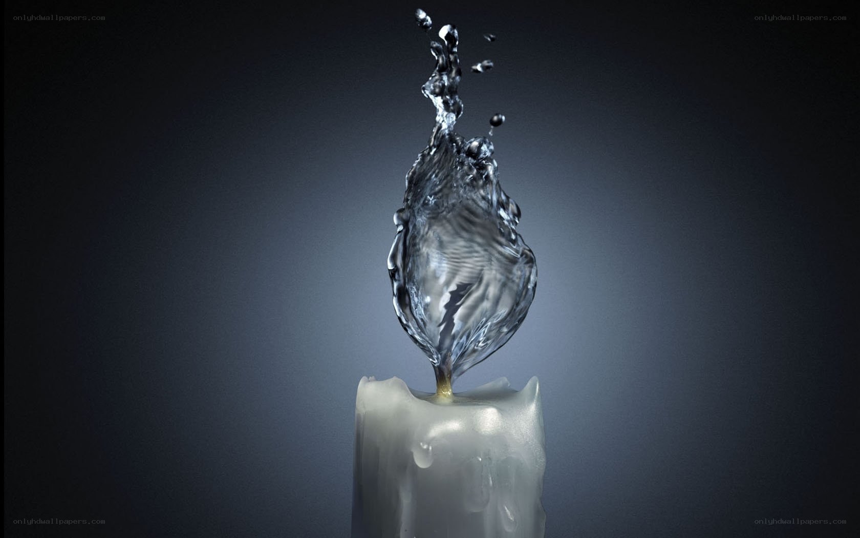 Water splash on candle