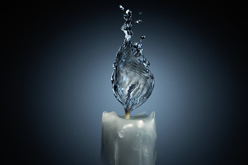 Water splash on candle
