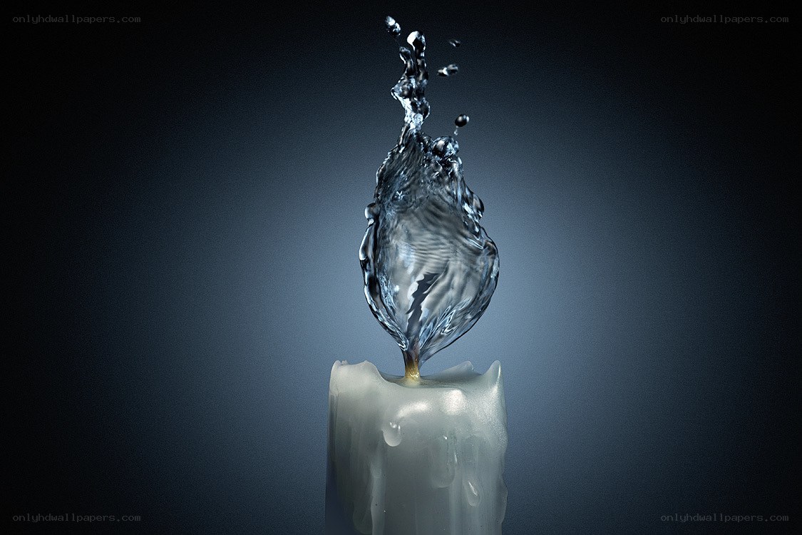 Water splash on candle