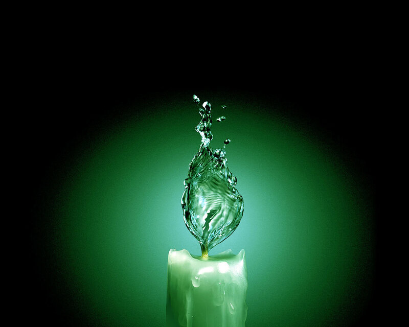 Water splash on candle