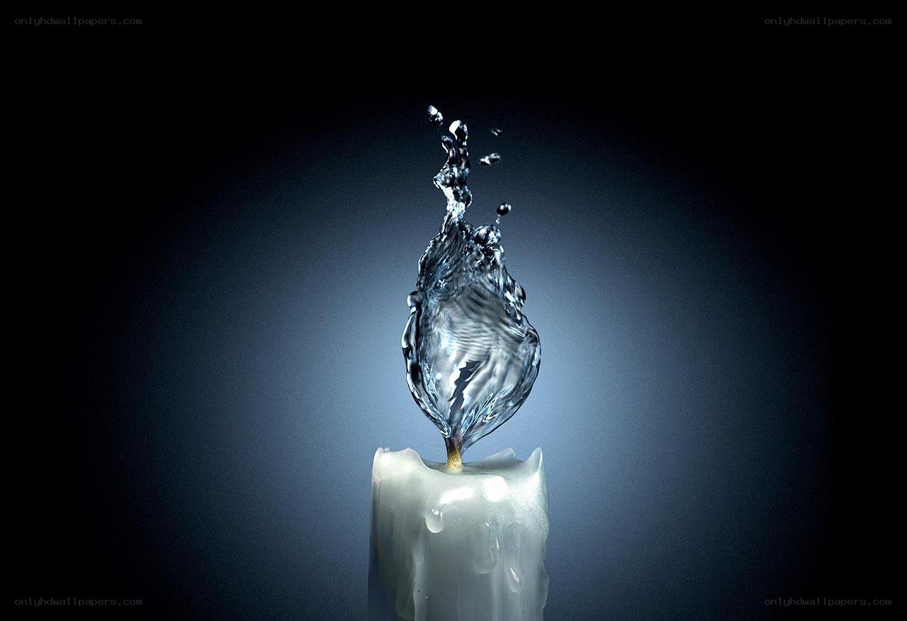 Water splash on candle flame
