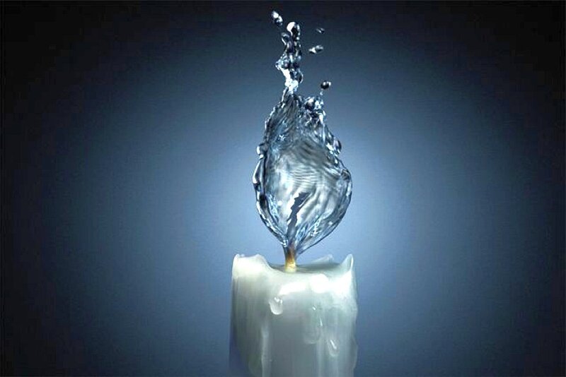 Water splash on candle flame
