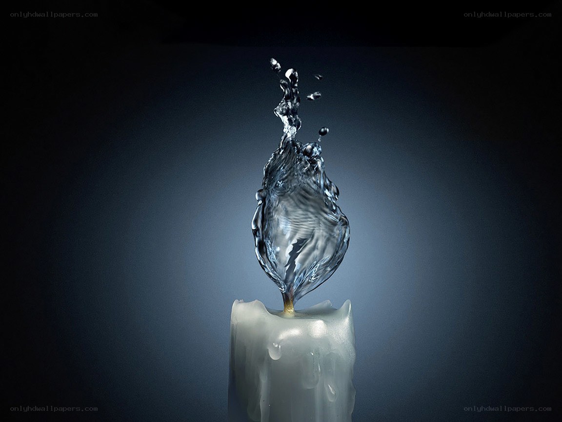 Water splash on candle flame