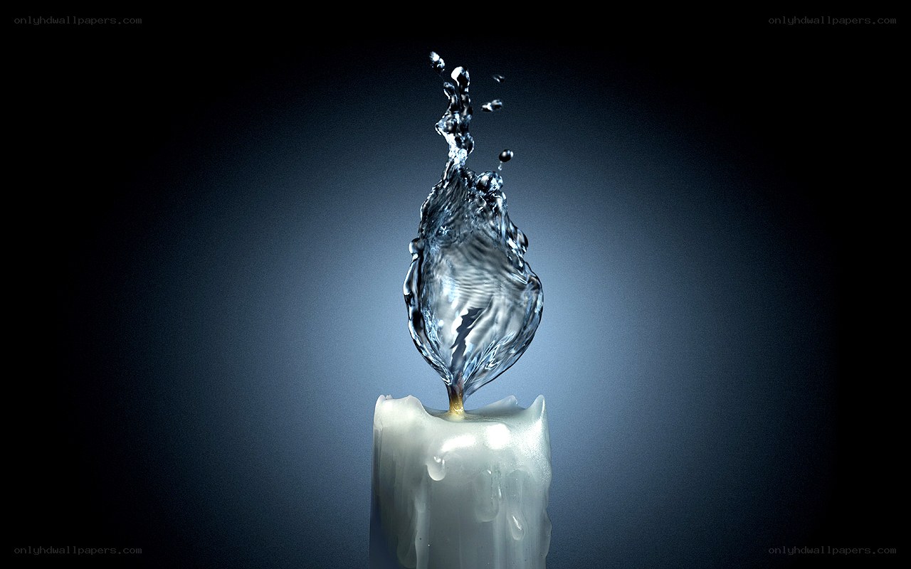 Water splash on candle flame