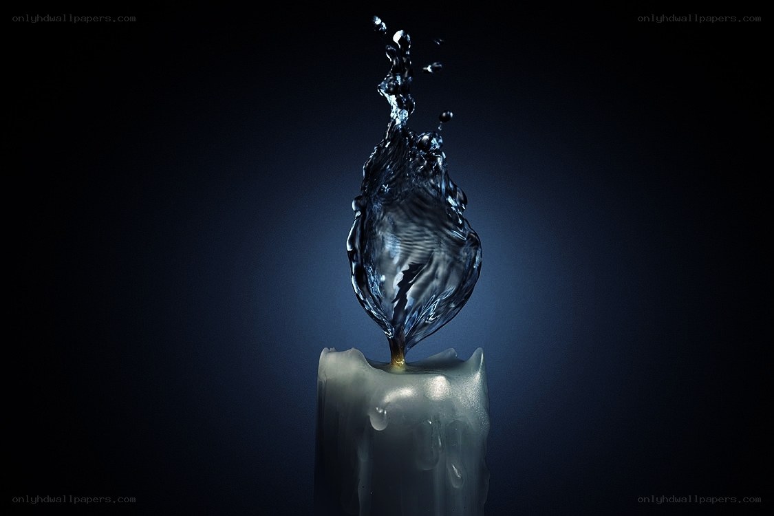 Water splash on candle flame