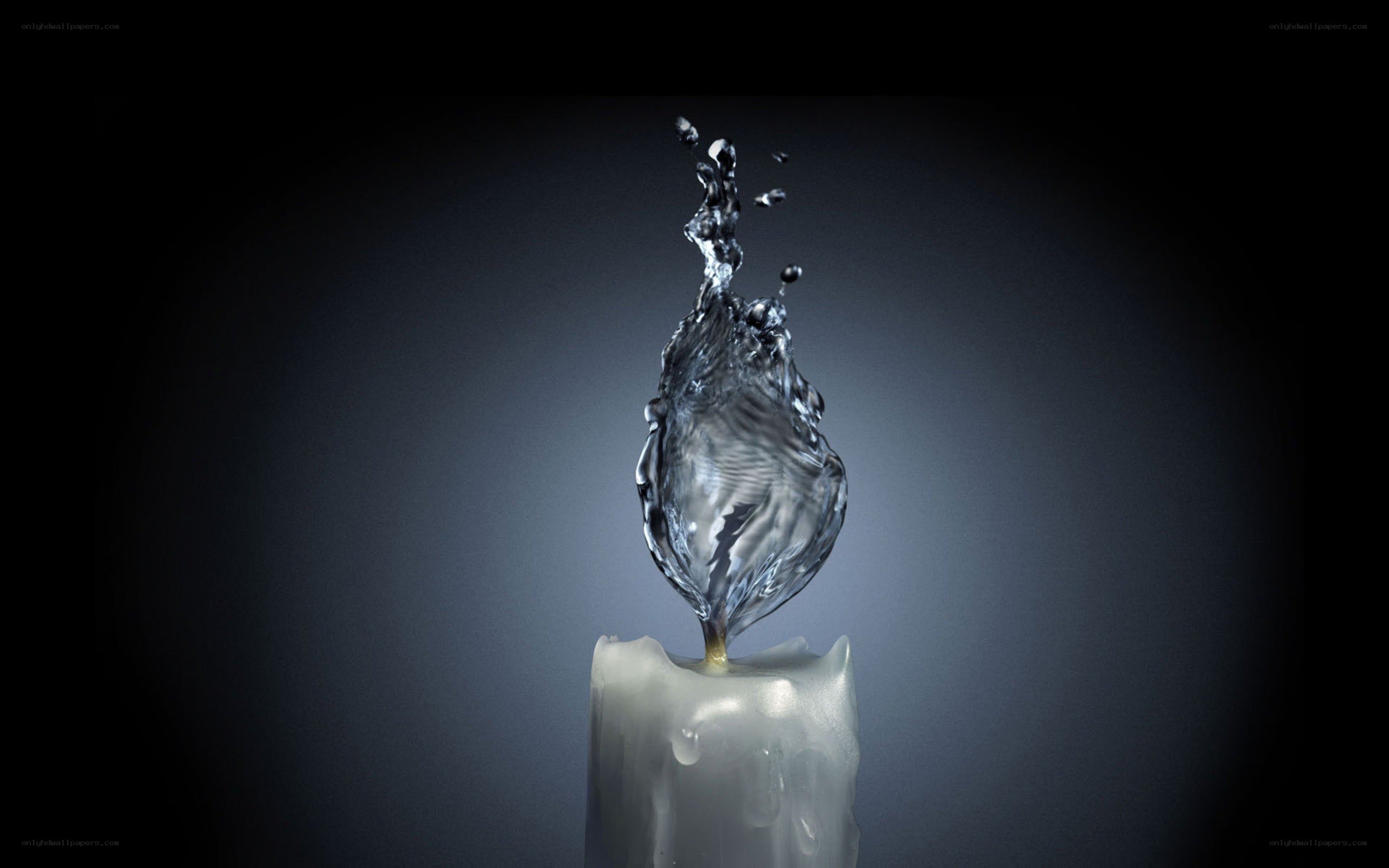 Water splash on candle flame