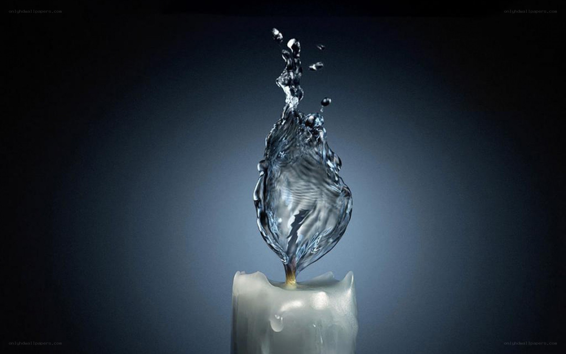 Water splash on candle flame