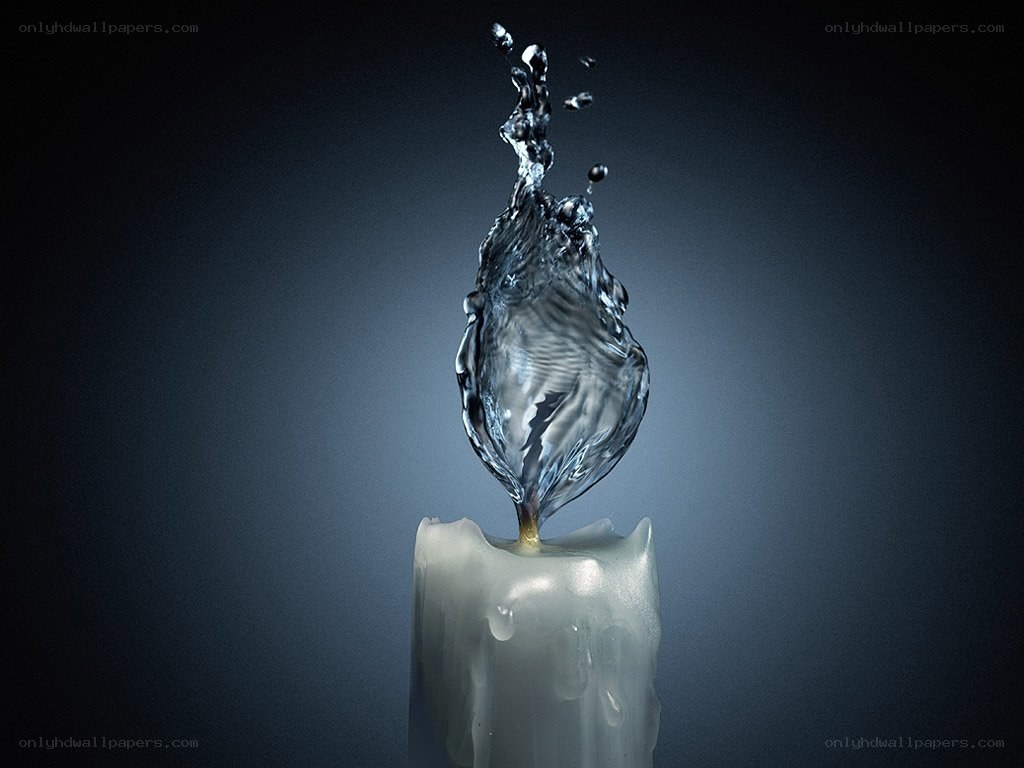 Water splash on candle flame