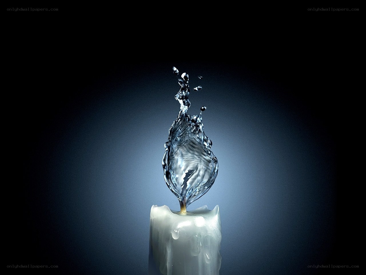 Water splash on candle flame