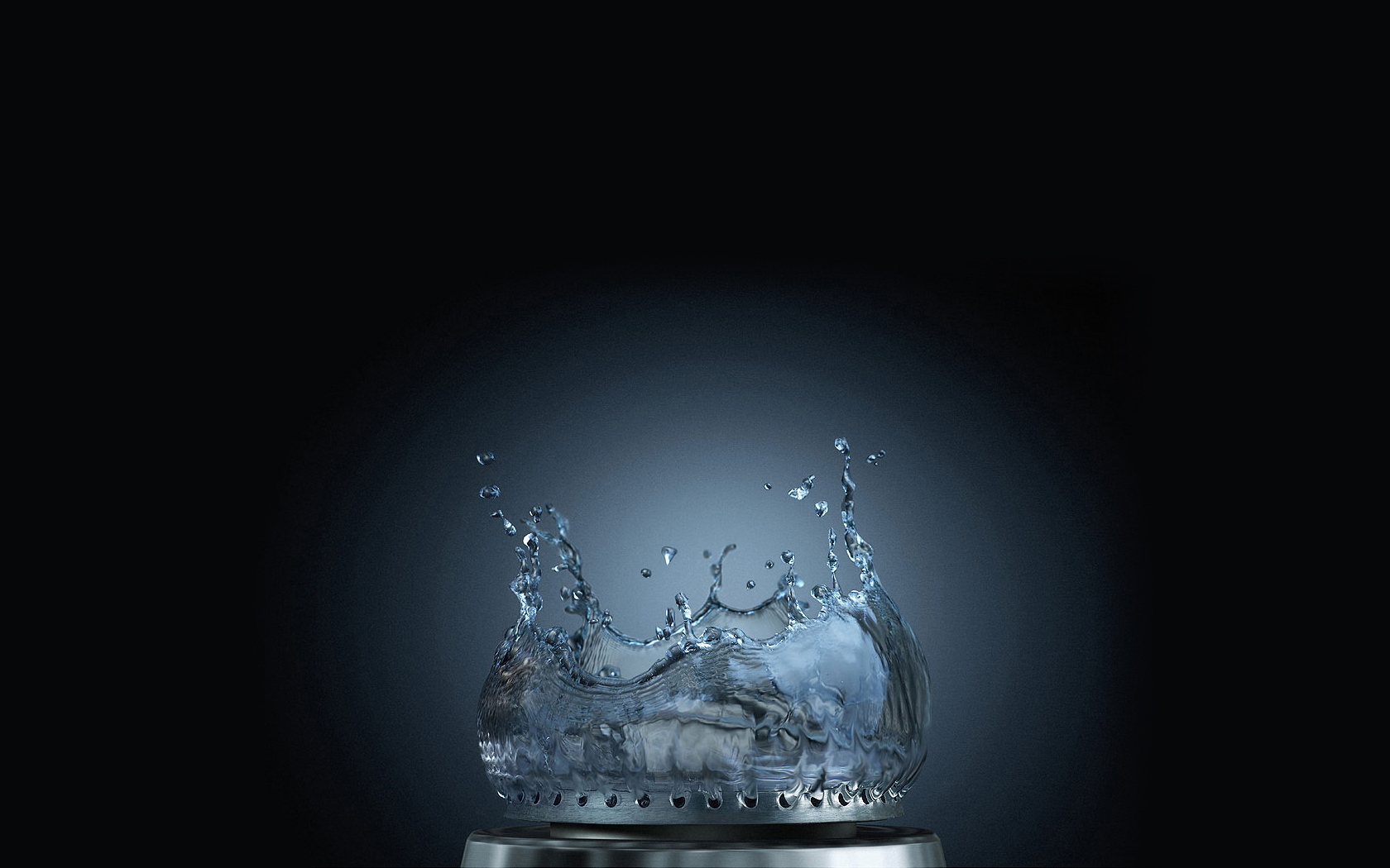Water splash on dark background