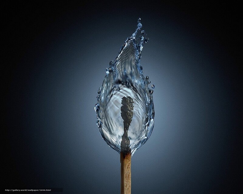Water splash on matchstick