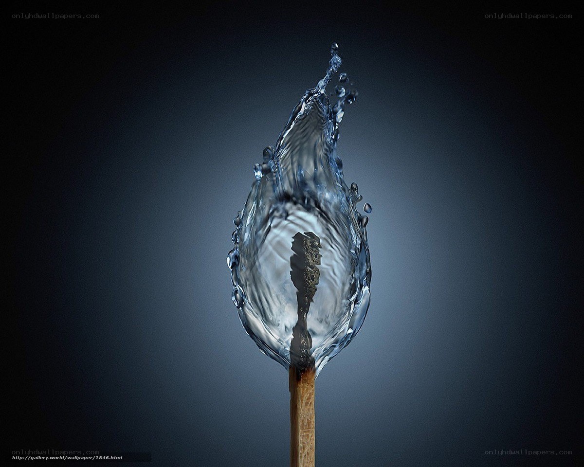 Water splash on matchstick