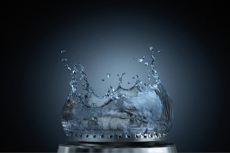 Water splash on metal surface
