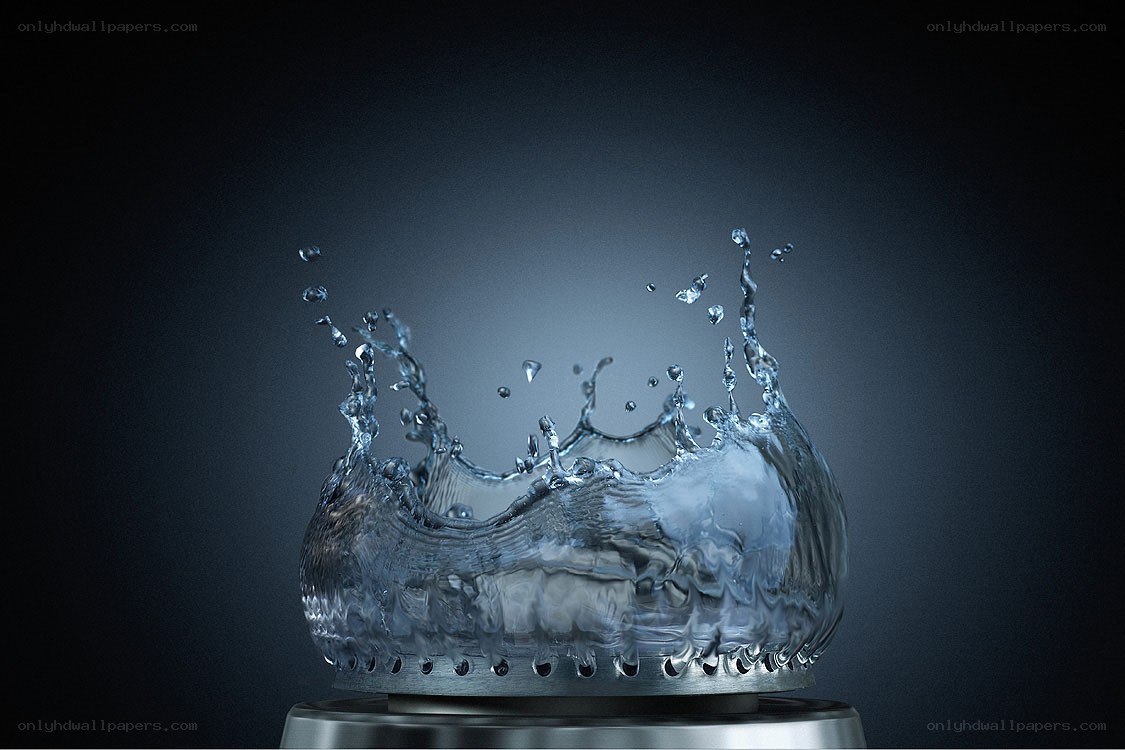 Water splash on metal surface