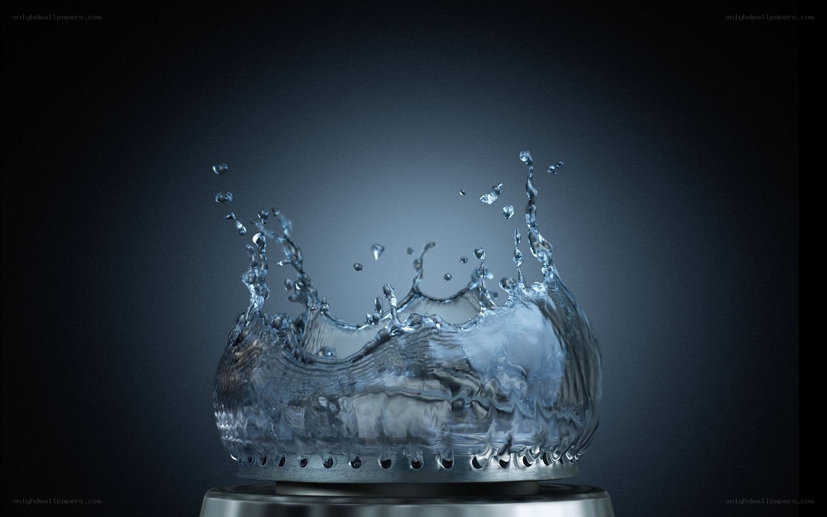 Water splash on metal surface