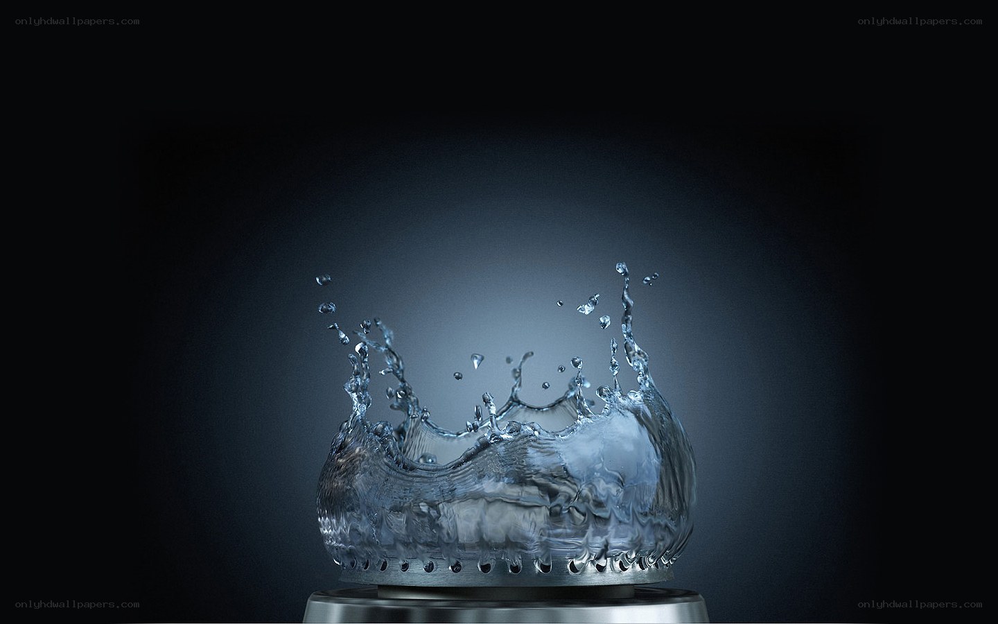 Water splash on metal surface