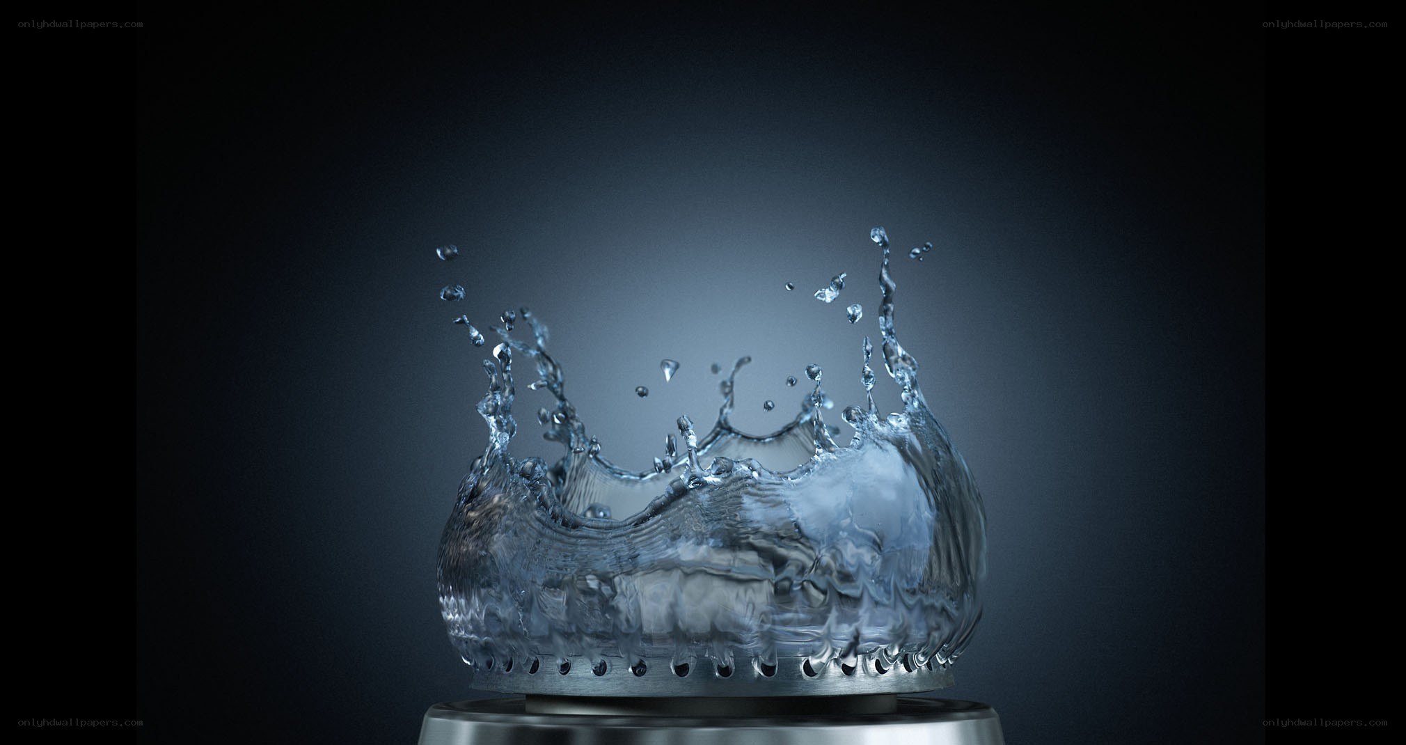 Water splash on metal surface