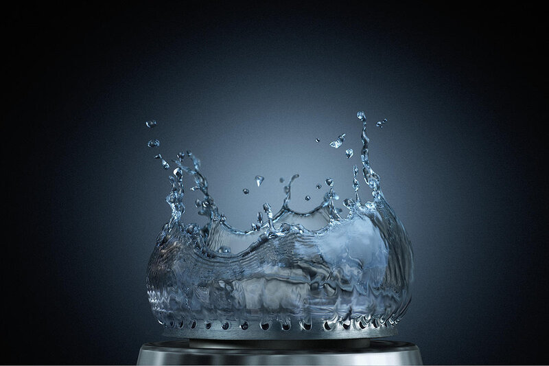 Water splash on metal surface