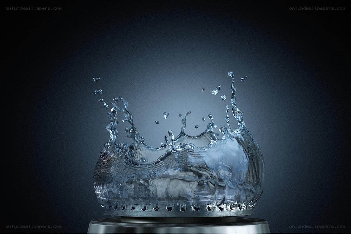Water splash on metal surface