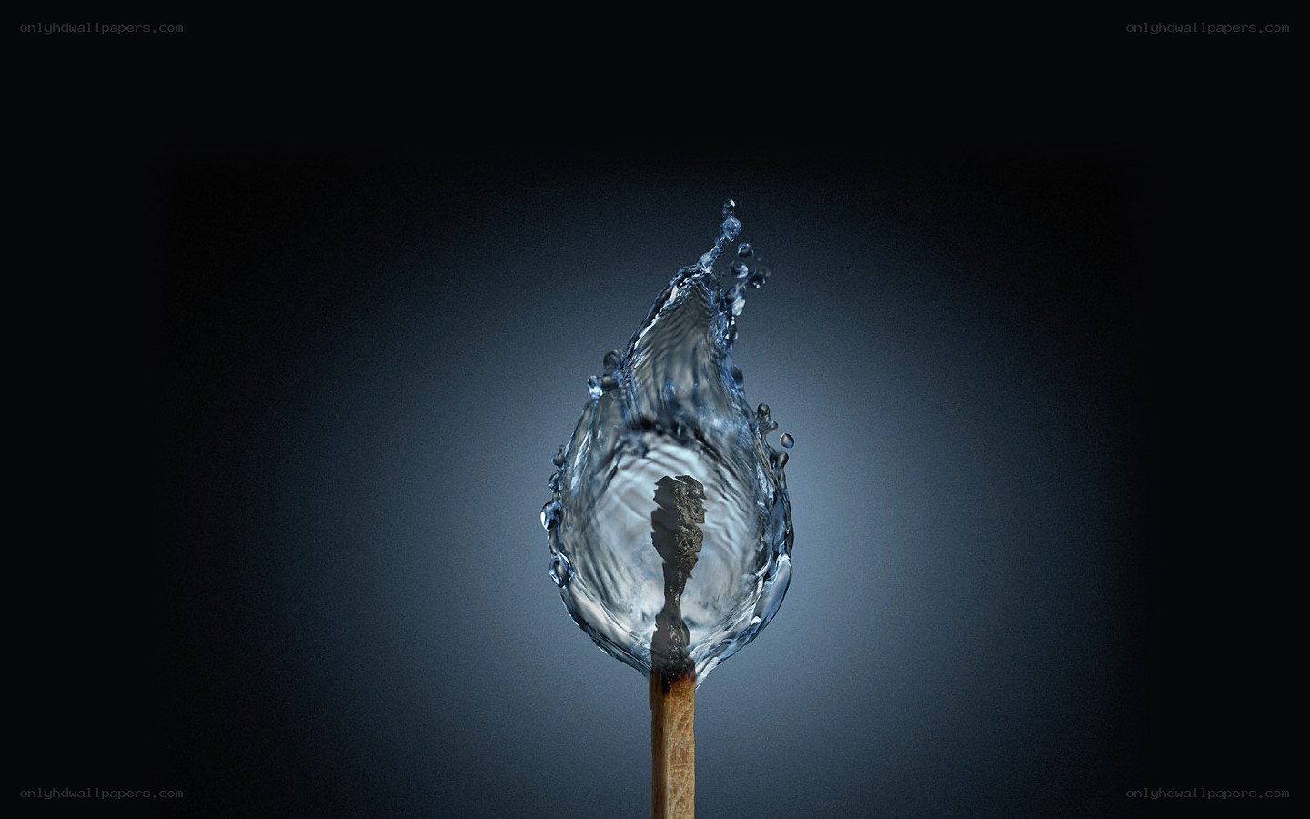 Water splash shaped like a flame