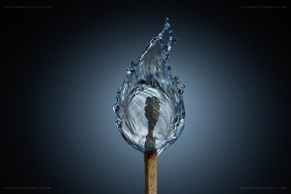 Water splash shaped like a flame