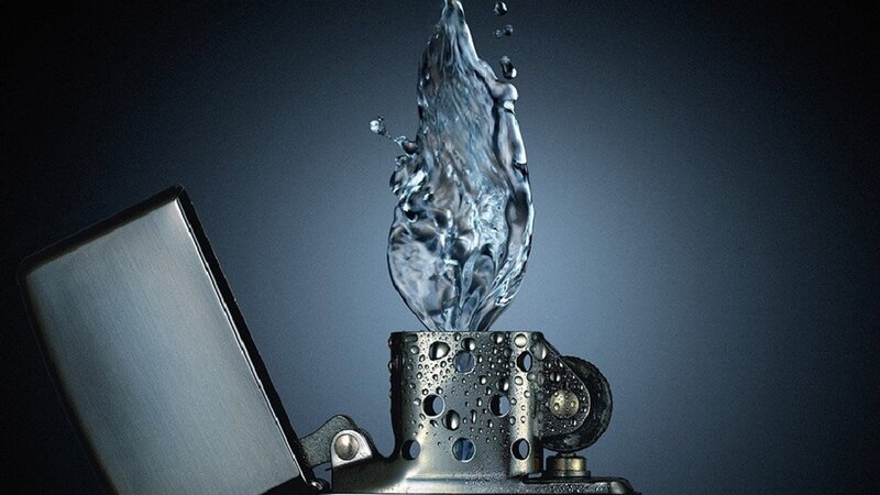 Water splashing from a lighter