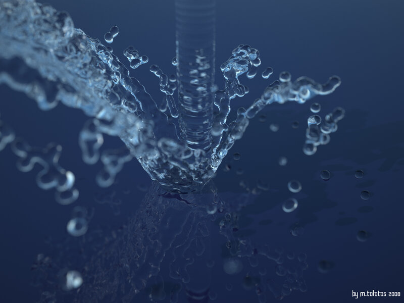 Water splashing from a pipe