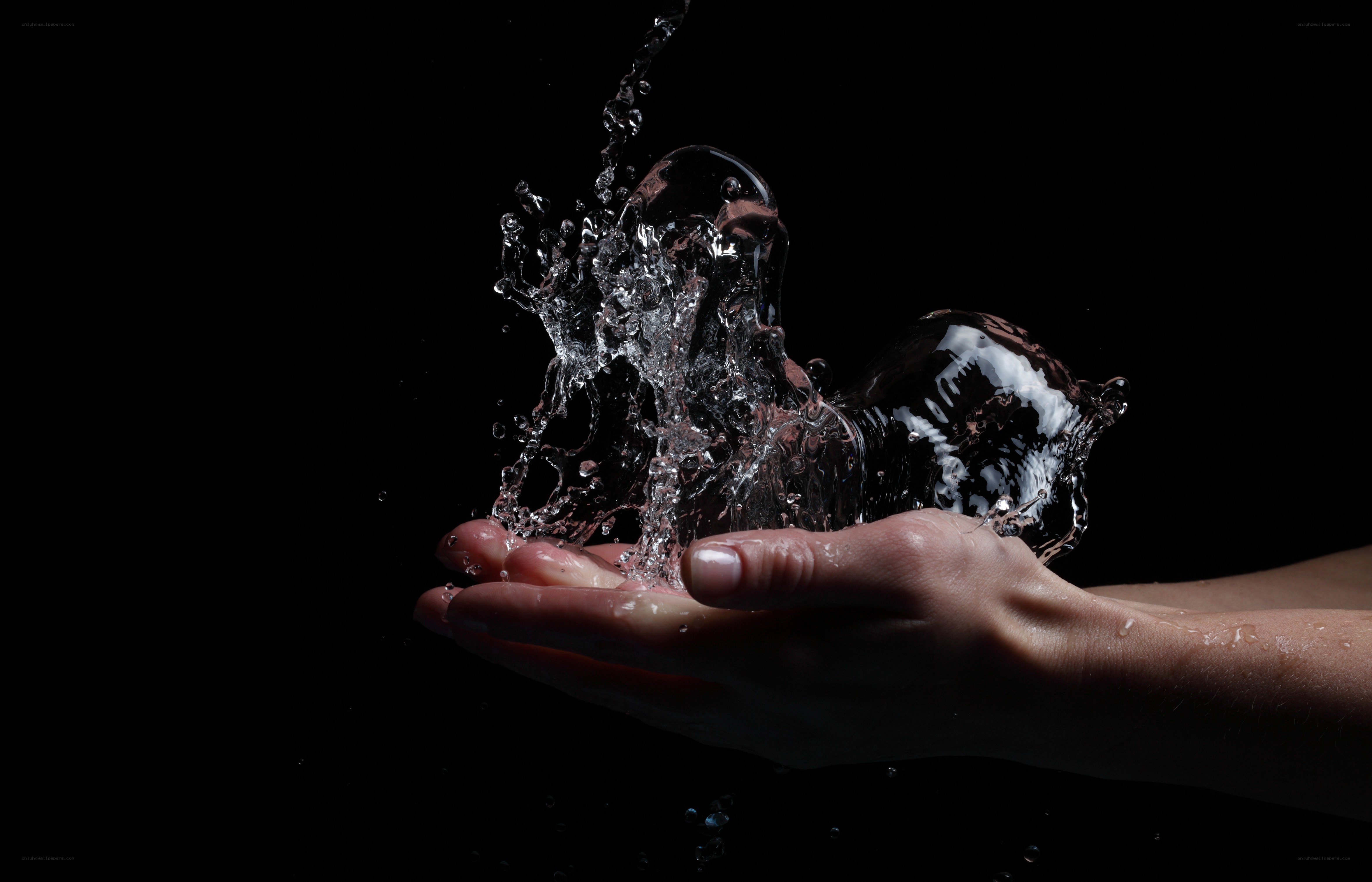 Water splashing from hands