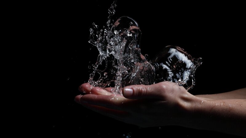 Water splashing from hands