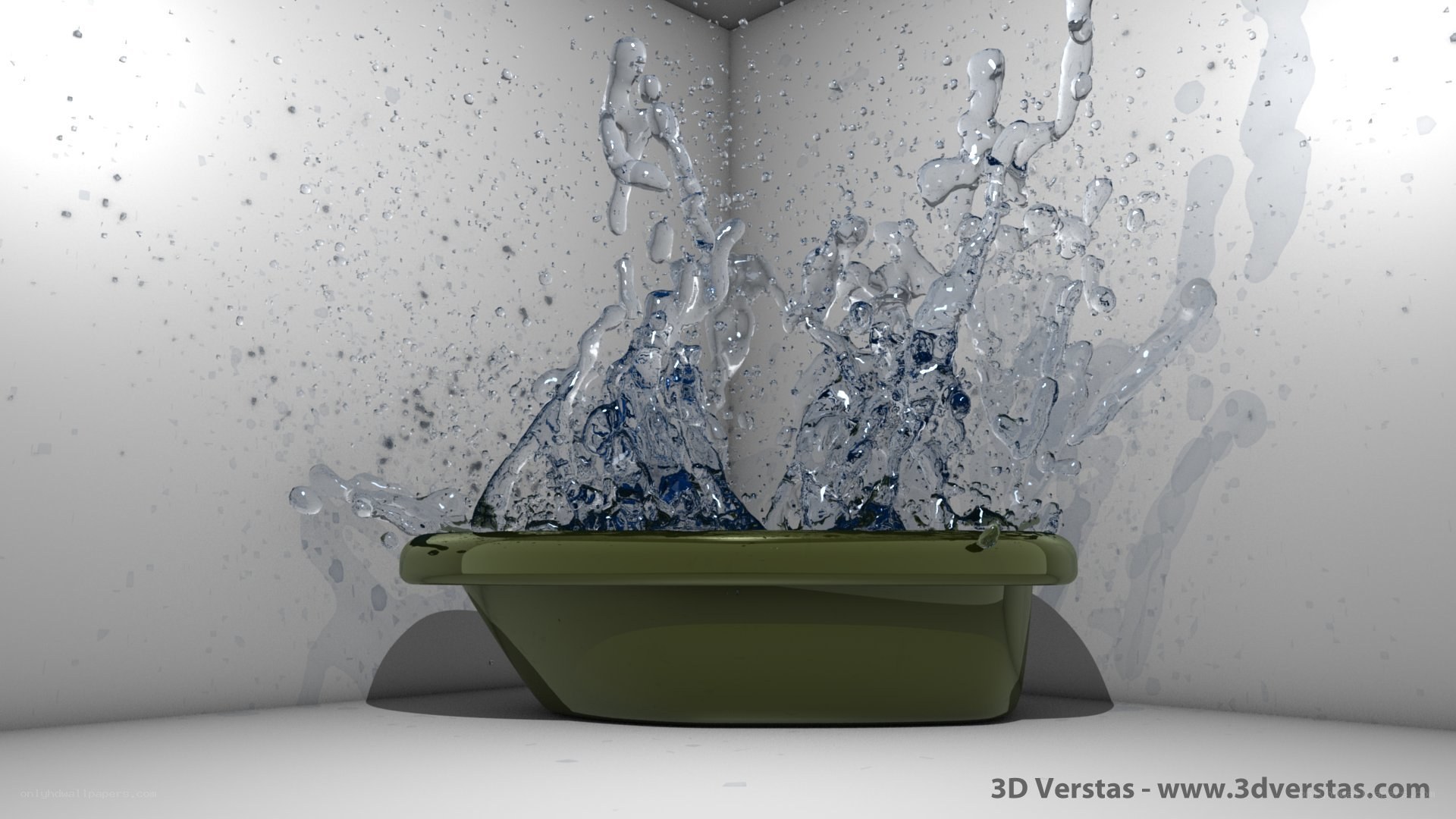Water splashing in a green basin