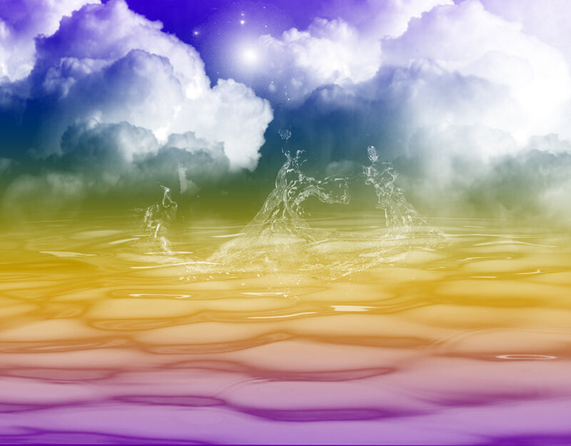 Water Splashing in Colorful Scene