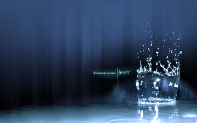 Water Splashing in Glass — Blue, Calm