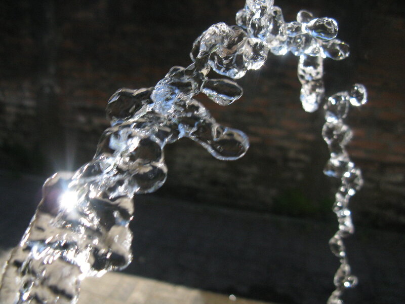 Water splashing in sunlight