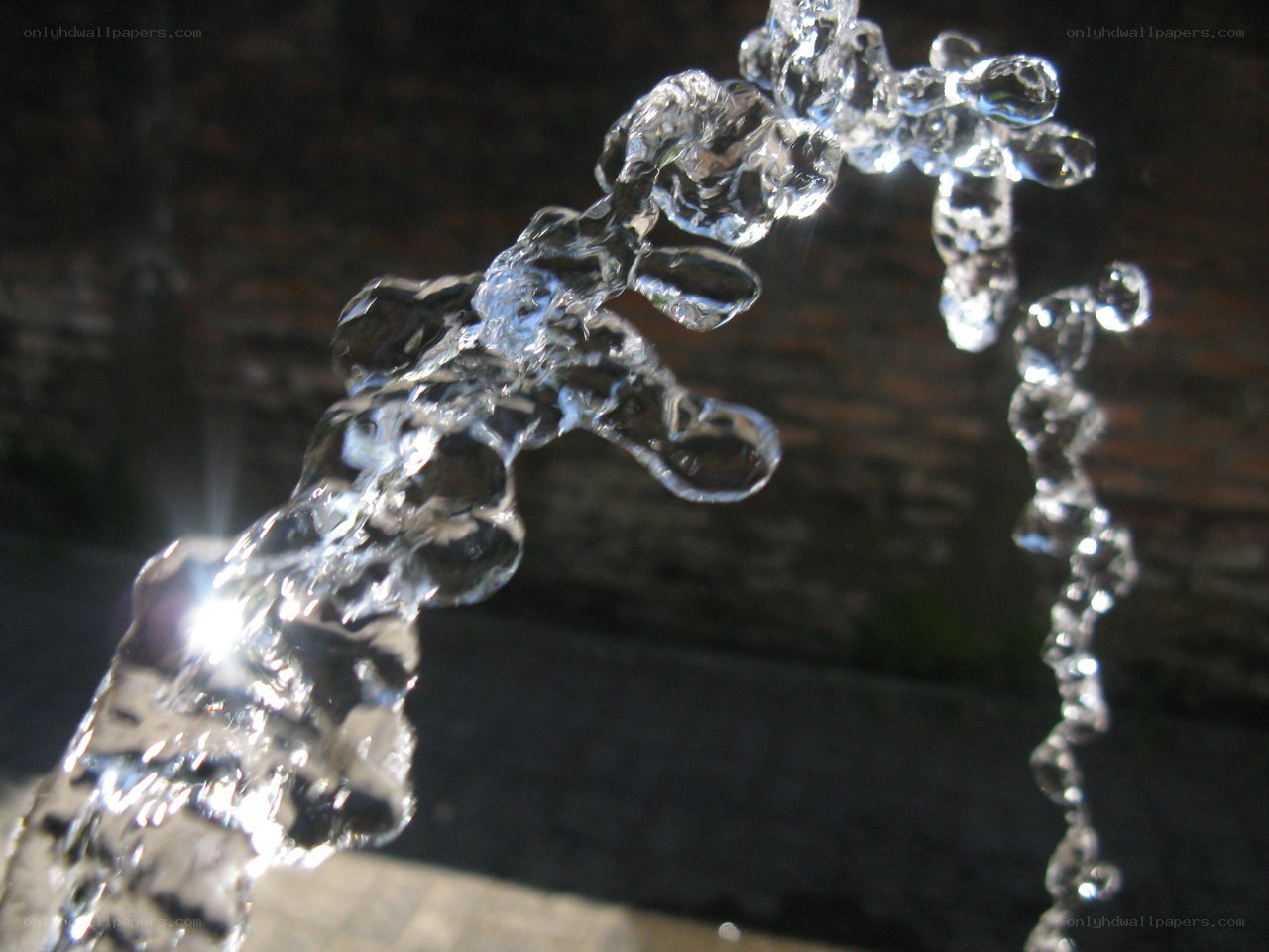 Water splashing in sunlight
