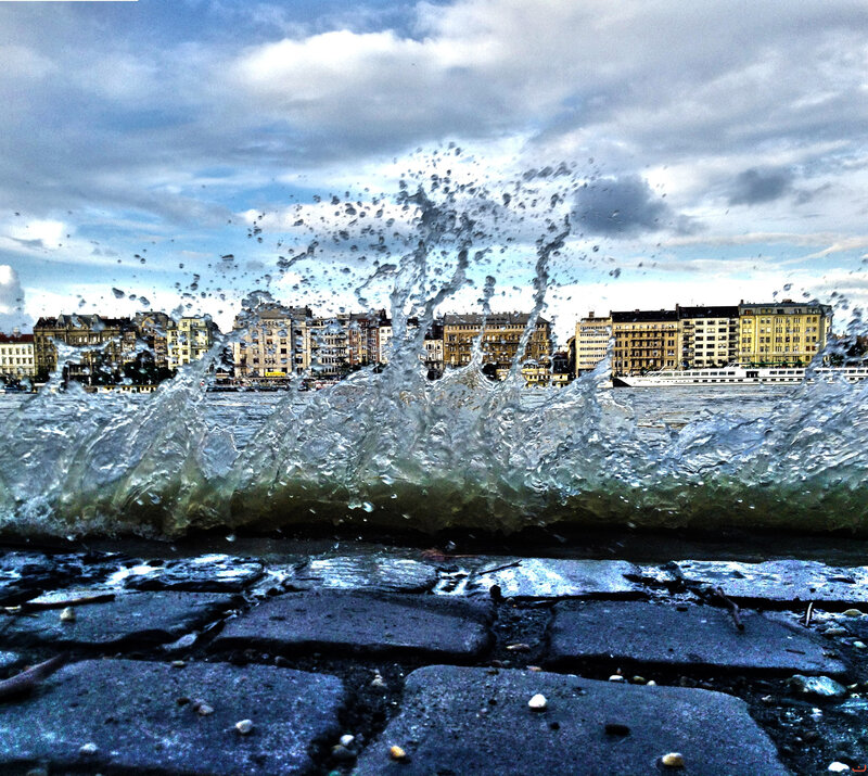 Water Splashing on Cobblestones