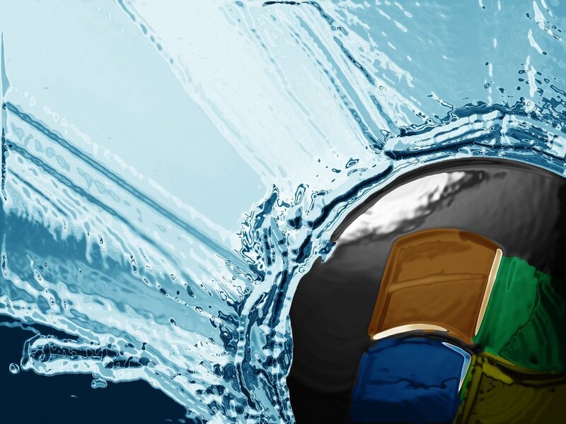 Water splashing over a CD