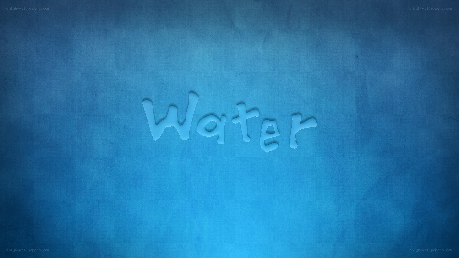 Water text on blue background