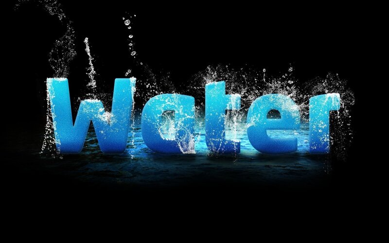 Water text with splash effect