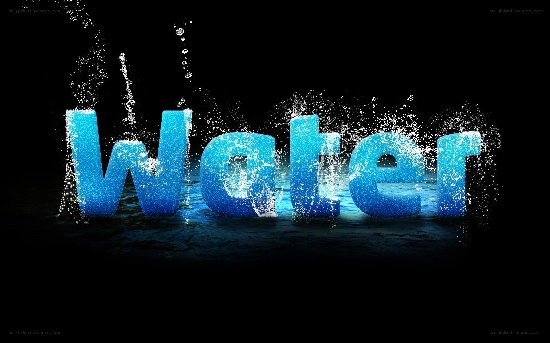 Water text with splash effect
