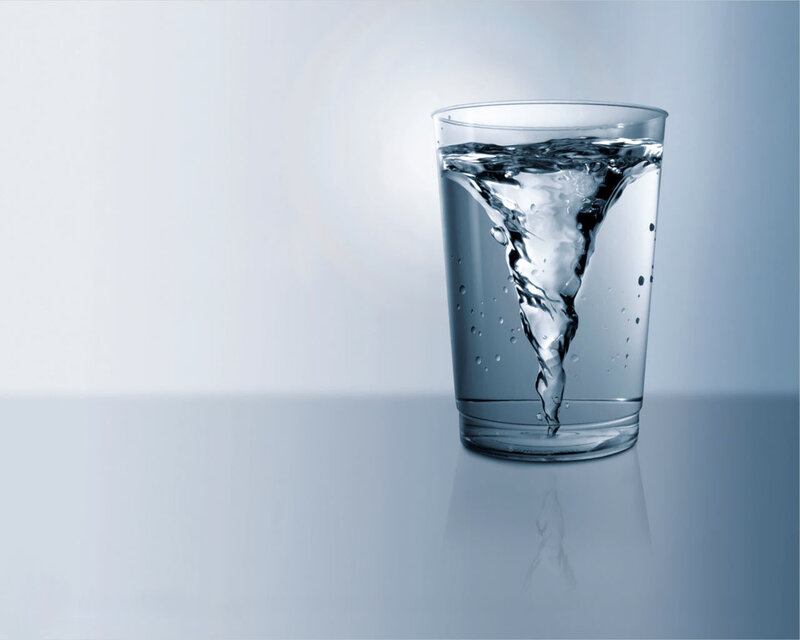 Water tornado in a glass