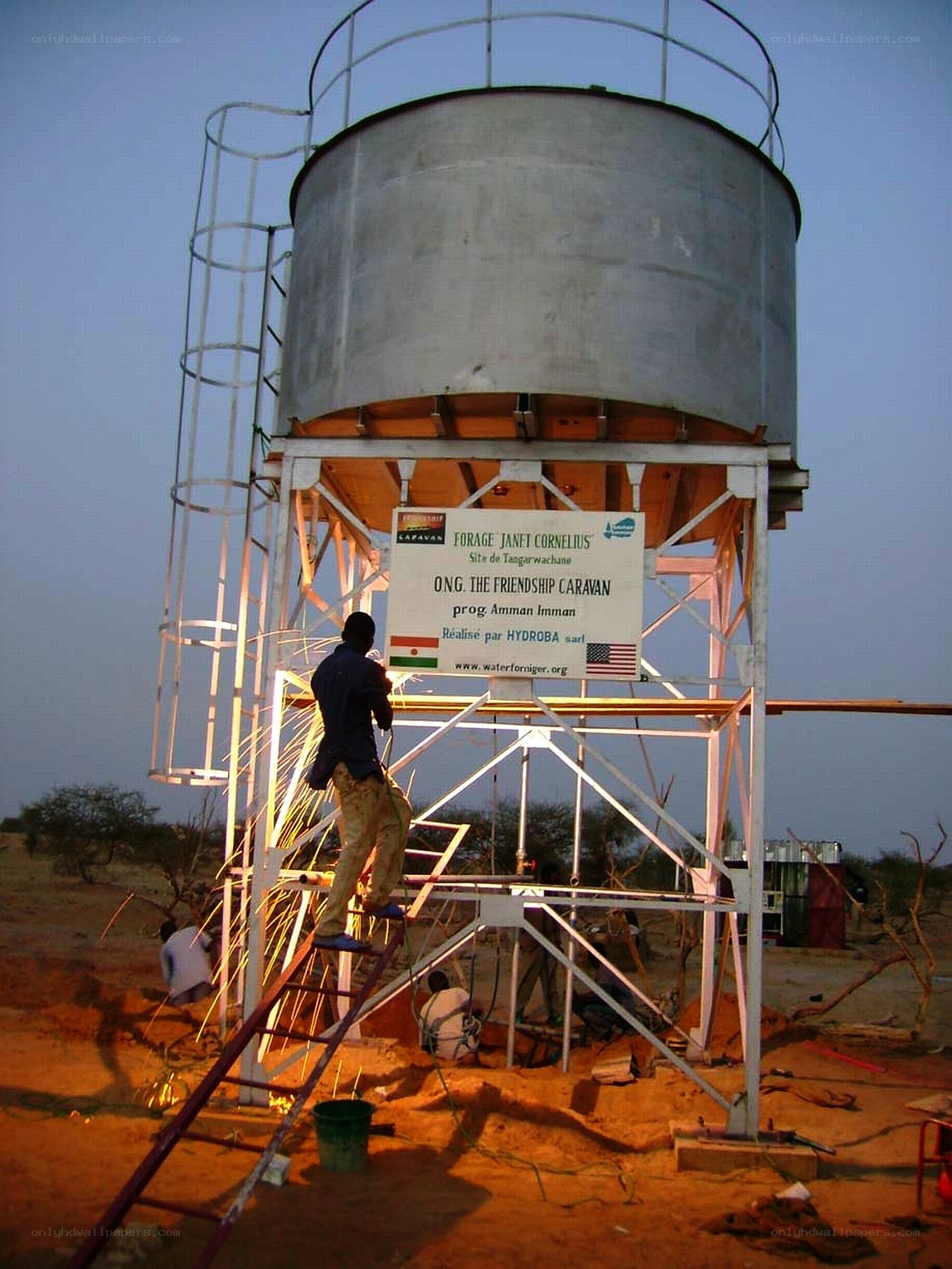 Water tower construction in Africa