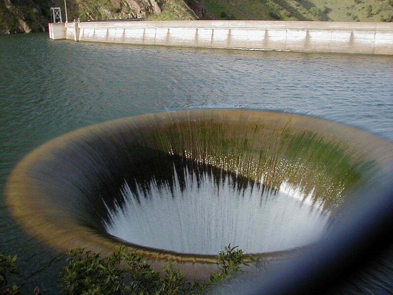 Water vortex at a dam